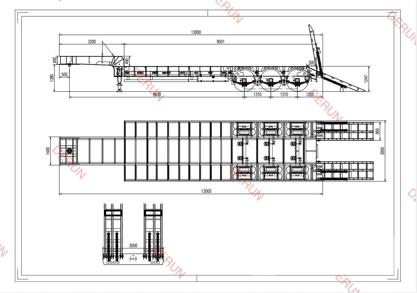 Desen de 3 axe semi -trailer